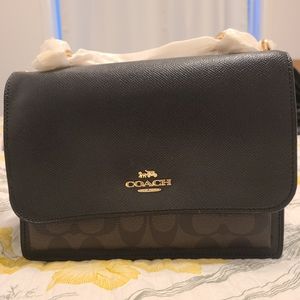 Coach crossbody bag - black and brown leather